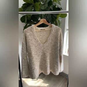 Zara Beige V-Neck Sweater